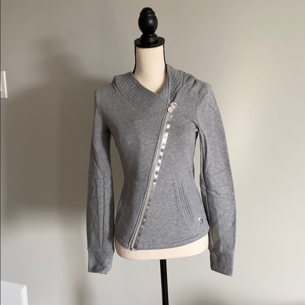 Gray Asymmetrical Puma Zip-up Hoodie